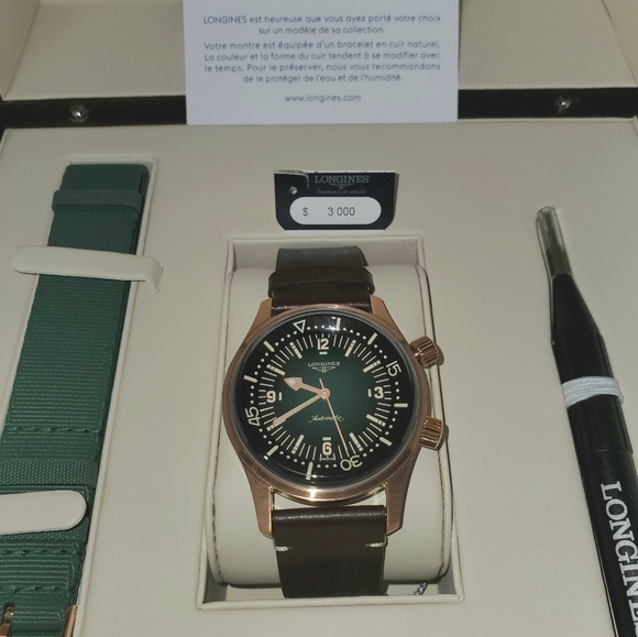 New Longines Legend Diver Watch Bronze/Green - Picture 9 of 9